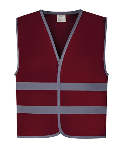 Yoko HV Reflective Border Kids Waistcoat Hvw102Ch YK102 - Maroon - Customisable HV Vest