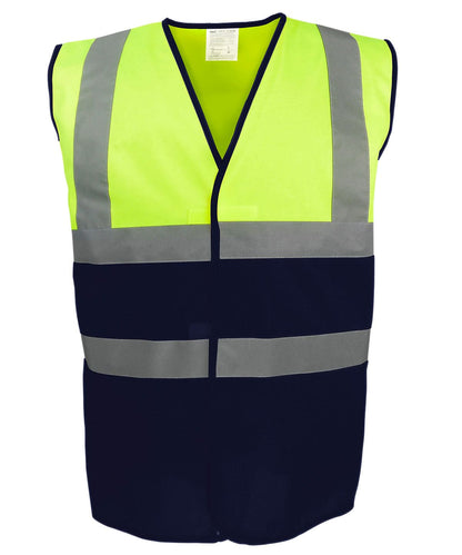 Yoko Vis YellowBlack HV Two Tone Waistcoat Hvw122 YK107 - Hi-vis Yellow Navy - Customisable Hi-Vis Vest