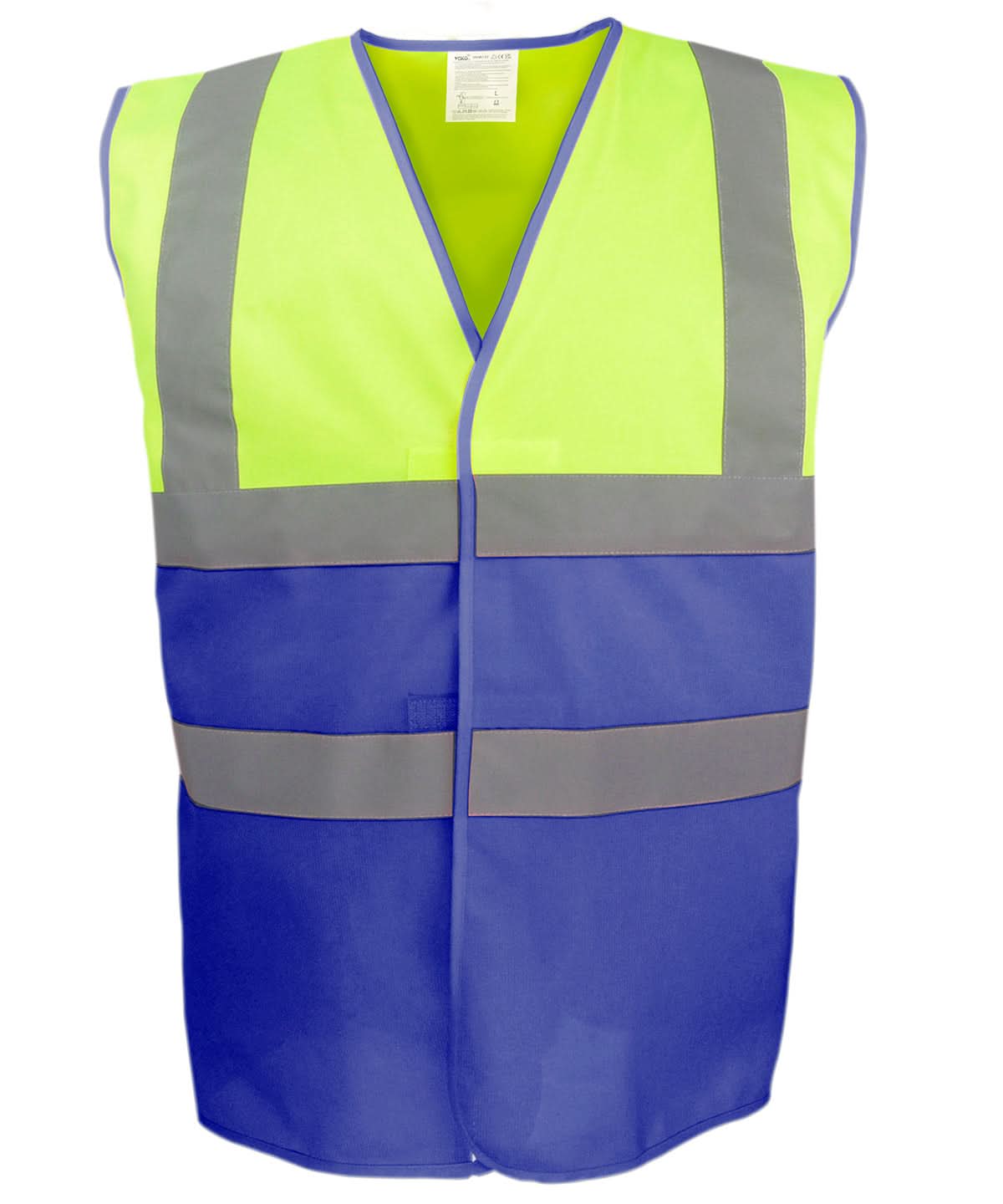 Yoko Vis YellowBlack HV Two Tone Waistcoat Hvw122 YK107 - Hi-vis Yellow Royal Blue - Customisable Hi-Vis Vest