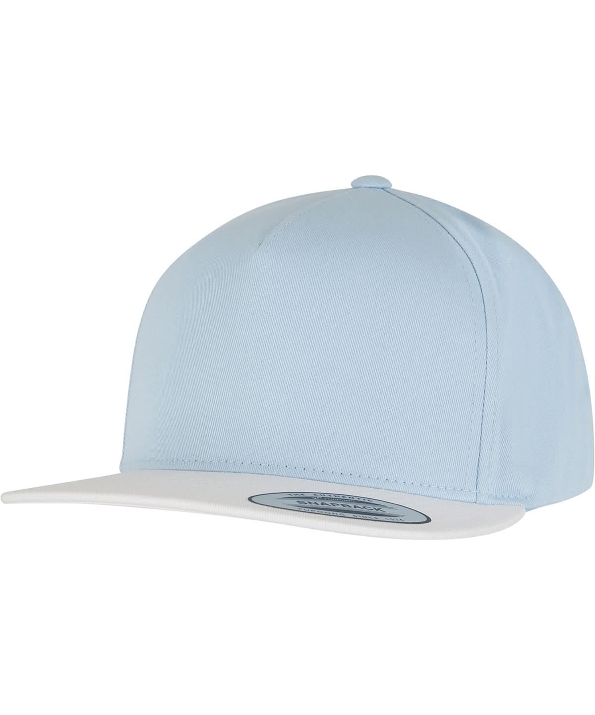 Flexfit By Yupoong Classic 5 Panel Snapback 6007 YP019 - Light Blue White One Size - Customisable Caps