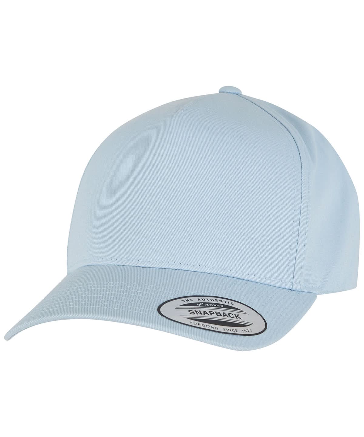 Flexfit By Yupoong 5 Panel Curved Classic Snapback 7707 YP058 - Light Blue One size - Customisable Caps