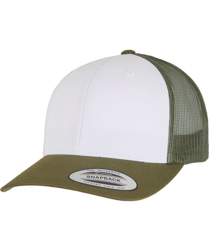 Flexfit By Yupoong Retro Trucker Coloured Front 6606Cf YP129 - Moss Green White Olive One size - Customisable Caps