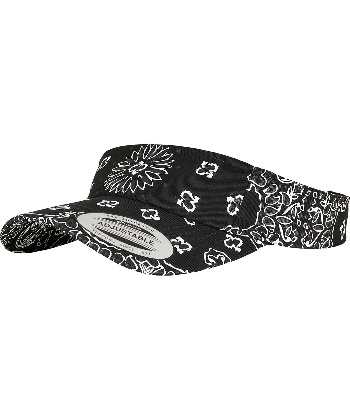 Flexfit By Yupoong Bandana Print Visor 8888Bp YP143 - Black One size - Customisable Caps