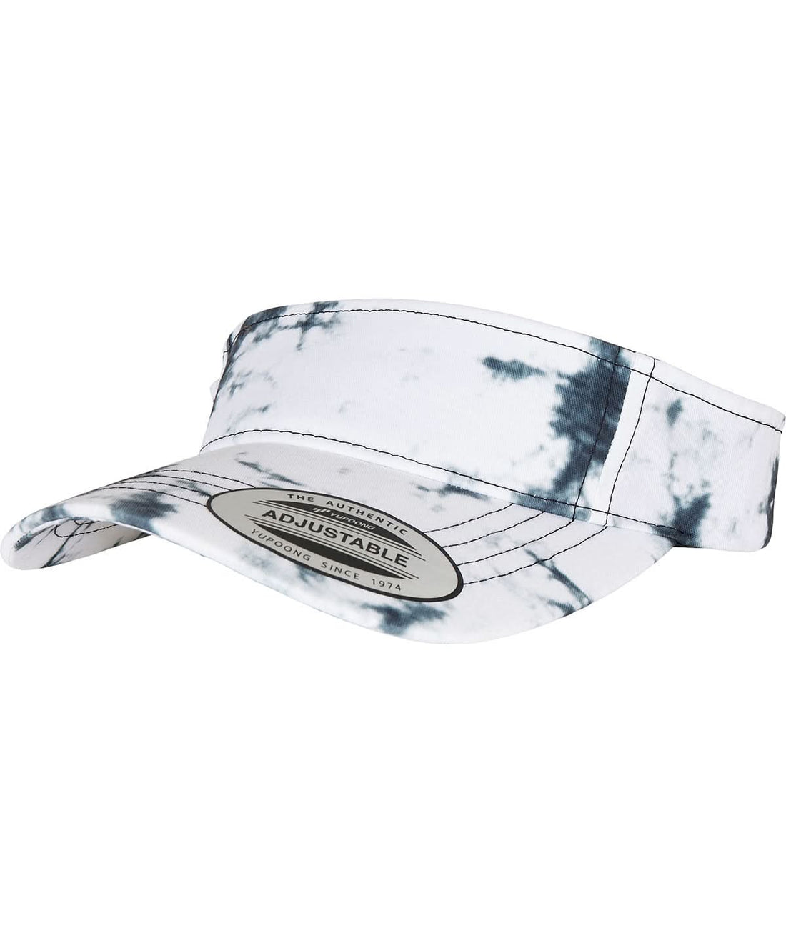 Flexfit By Yupoong Batik Dye Curved Visor Cap YP170 - Black White One size - Customisable Caps