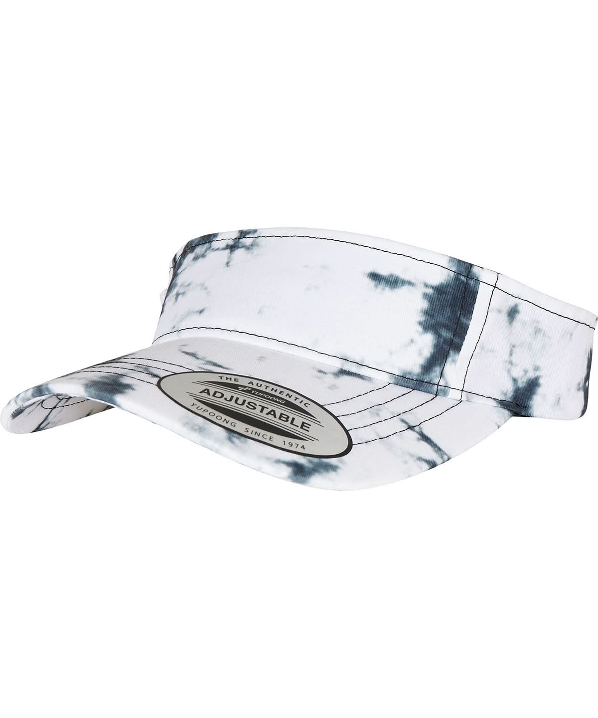Flexfit By Yupoong Batik Dye Curved Visor Cap YP170 - Black White One size - Customisable Caps