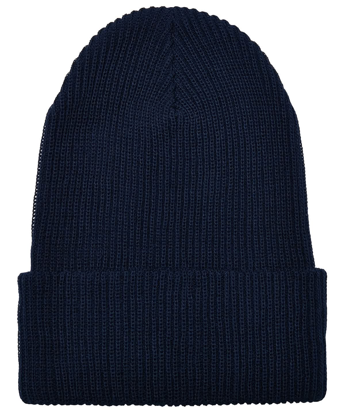 Flexfit By Yupoong Recycled Yarn Ribbed Knit Beanie 1504Ry YP191 - Navy One size - Customisable Beanies