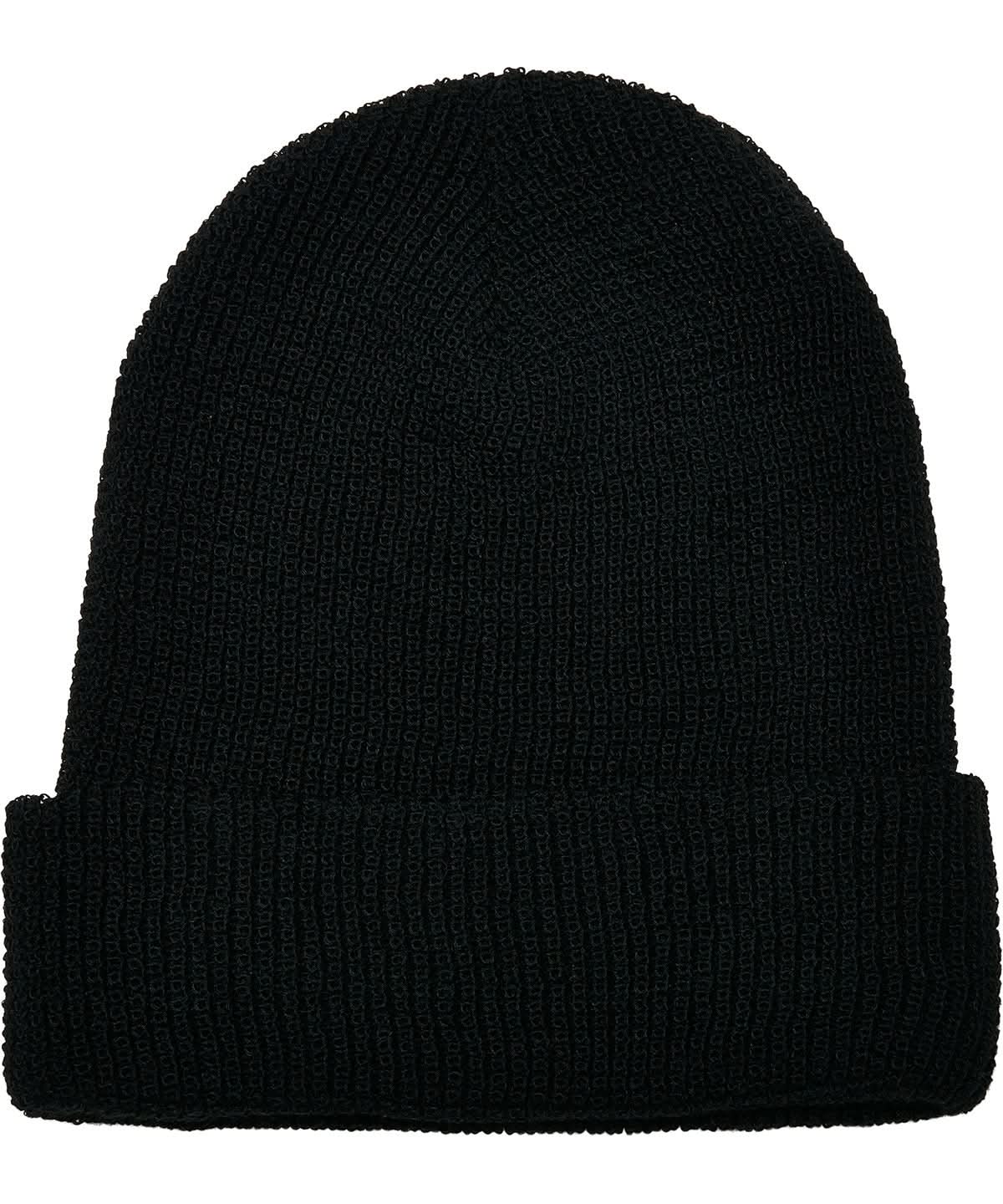 Flexfit By Yupoong Recycled Yarn Waffle Knit Beanie 1505Ry YP192 - Black One size - Customisable Beanies