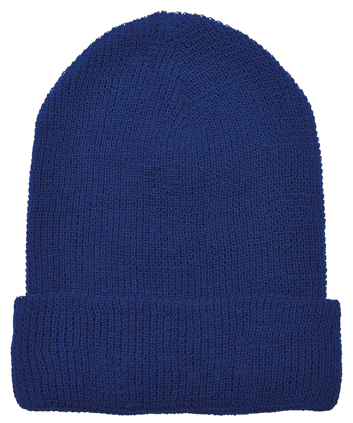 Flexfit By Yupoong Recycled Yarn Waffle Knit Beanie 1505Ry YP192 - Royal Blue One size - Customisable Beanies
