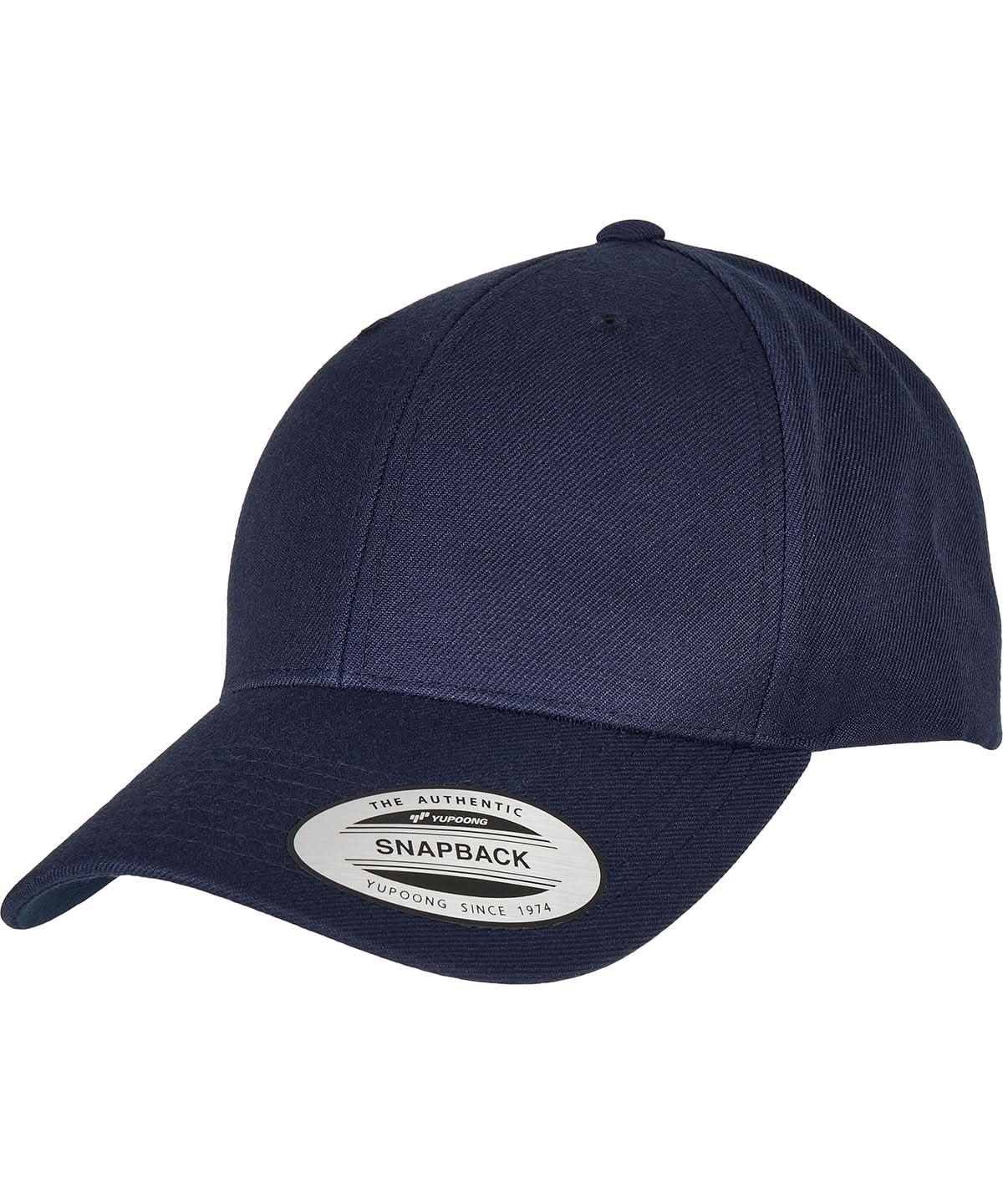 Flexfit By Yupoong Premium Curved Visor Snapback Cap 6789M YP240 - Navy One size - Customisable Caps