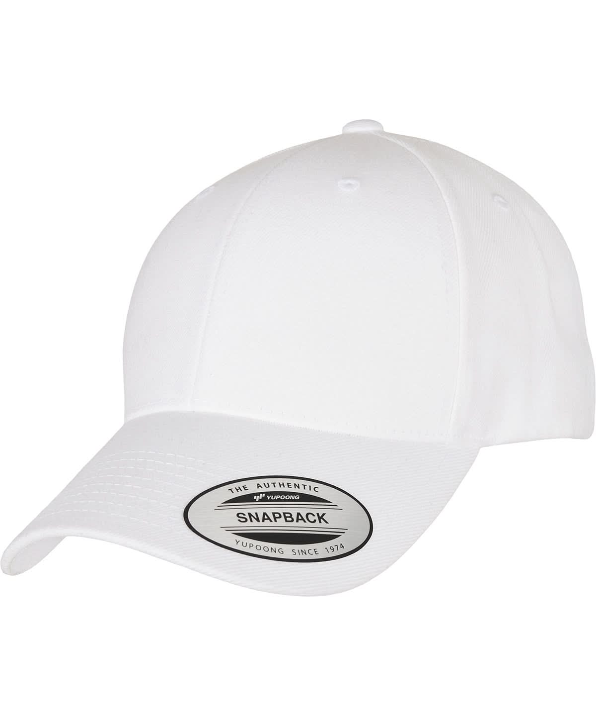 Flexfit By Yupoong Premium Curved Visor Snapback Cap 6789M YP240 - White One size - Customisable Caps