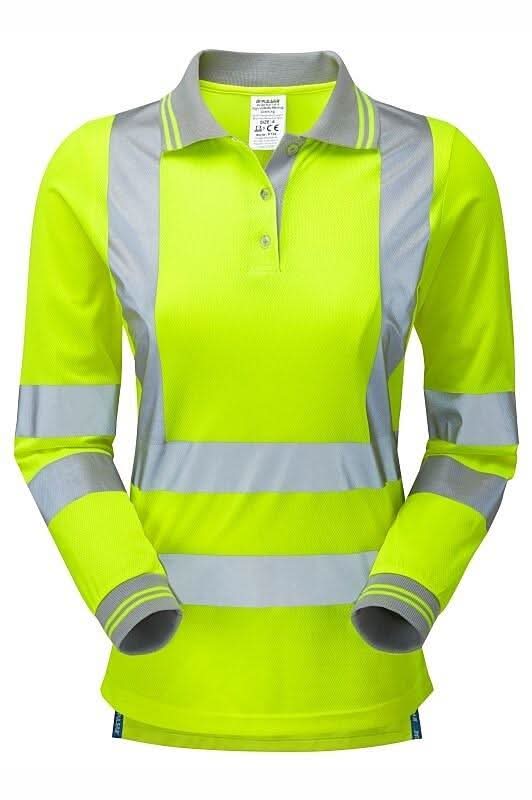 Pulsar Ladies Hi Vis Yellow LS Polo Shirt P702 - Yellow - Customisable Polos