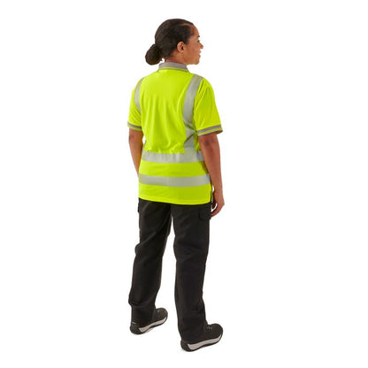 Supertouch - Ladies Hi Vis Yellow Savannah Birds Eye Polo - HV308 - - Customisable Shirt