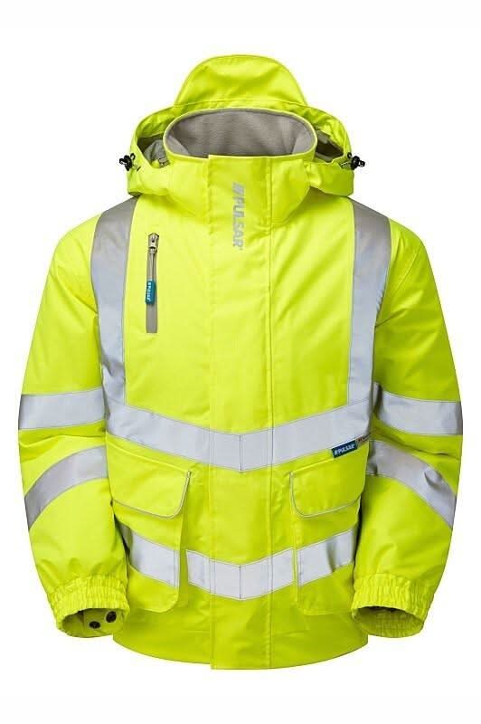 Pulsar Hi Vis Yellow Padded Bomber Jacket P191 - Yellow - Customisable Jackets