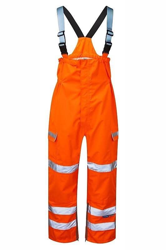 Pulsar Hi Vis Orange Waterproof Salopette PR504 - Orange - Customisable Waterproof / Rain Trouser