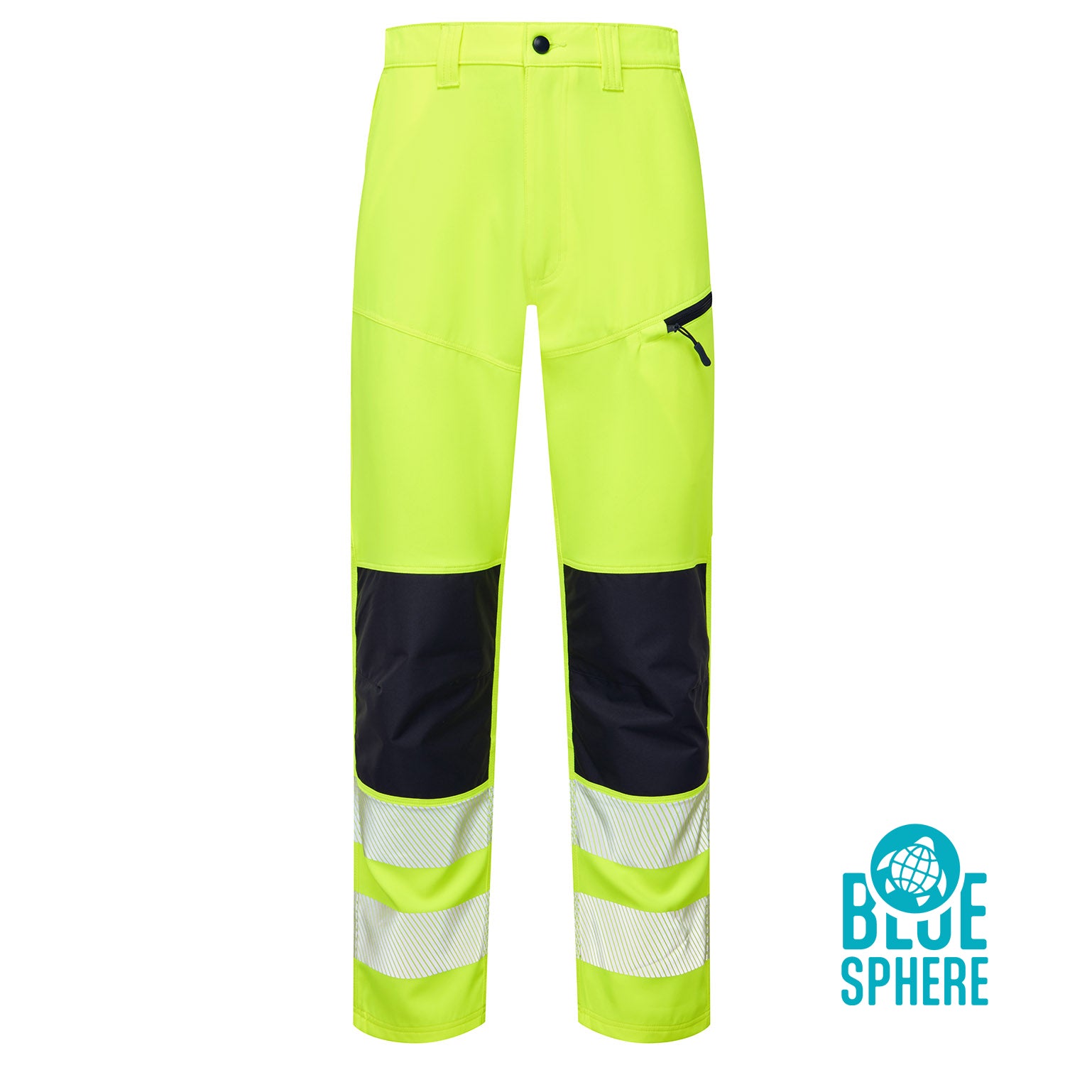Essentials Hi Vis Eco Coolair 4-Way Stretch Yellow Trousers - ESS11 - - Customisable TROUSERS