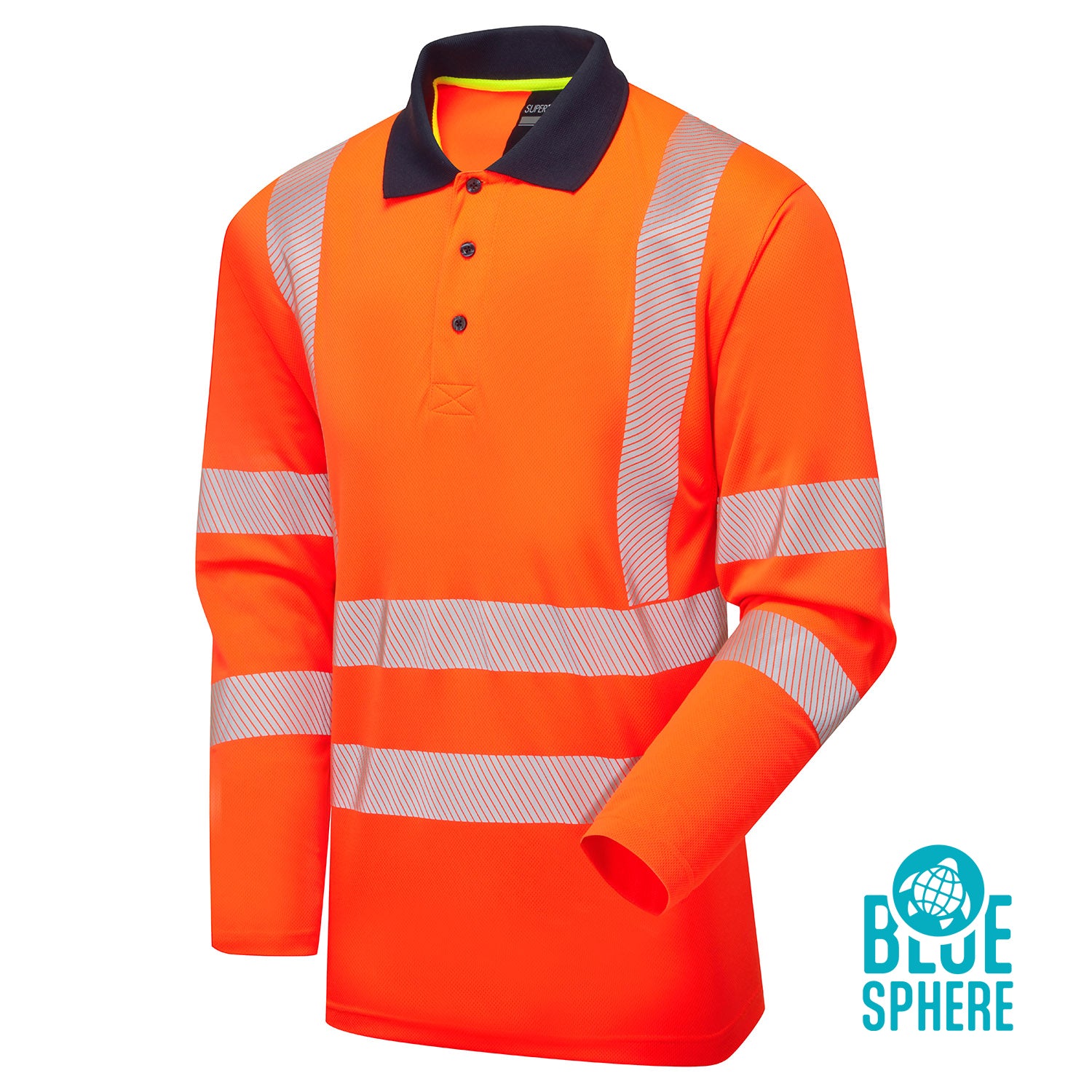 Essentials Hi-Vis Eco CoolMax Orange Long Sleeve Polo - ESS08 - - Customisable SHIRTS