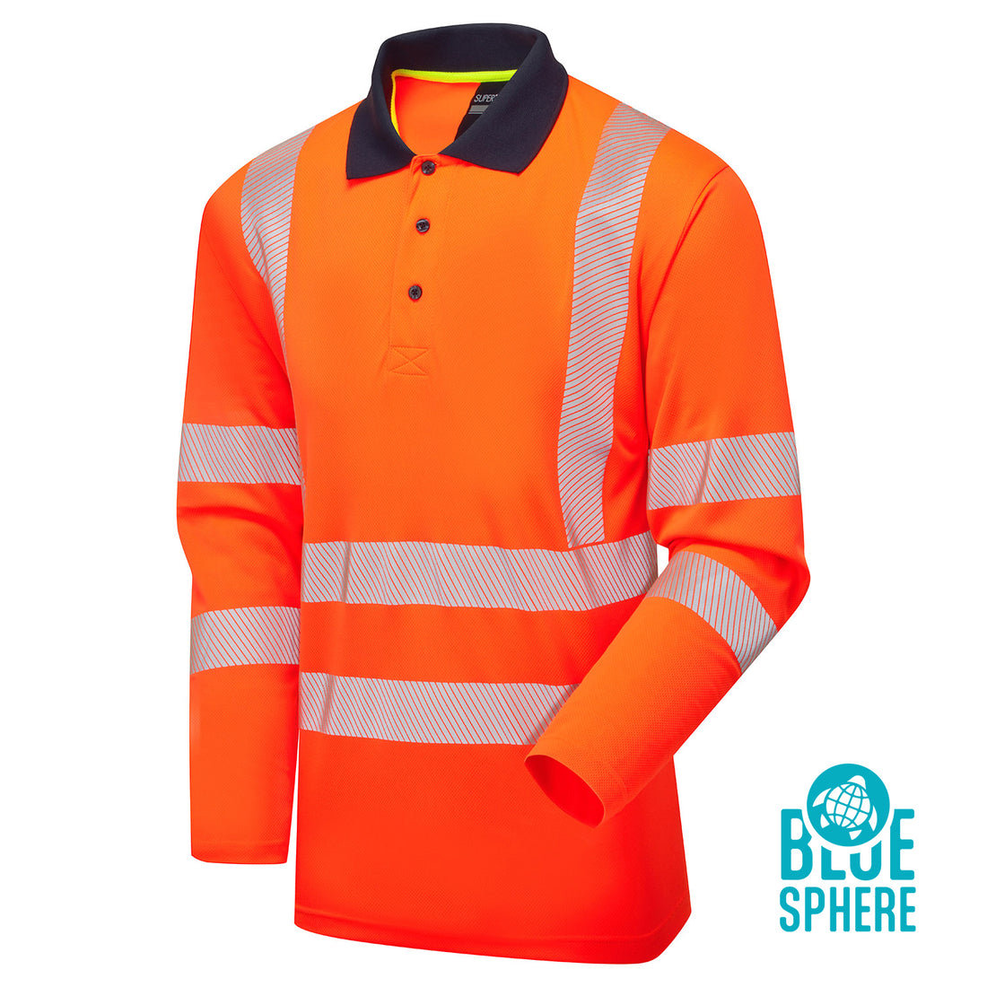 Essentials Hi-Vis Eco CoolMax Orange Long Sleeve Polo - ESS08 - Orange - Customisable SHIRTS