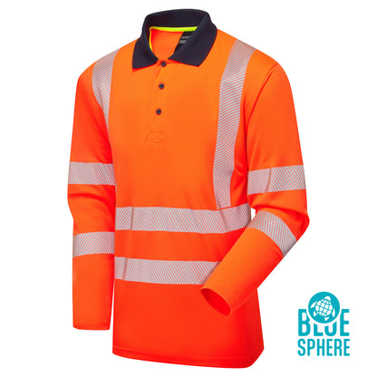 Essentials Hi-Vis Eco CoolMax Orange Long Sleeve Polo - ESS08 - Orange - Customisable SHIRTS