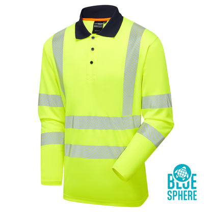 Essentials Hi-Vis Eco CoolMax Yellow Long Sleeve Polo - ESS07 - - Customisable SHIRTS