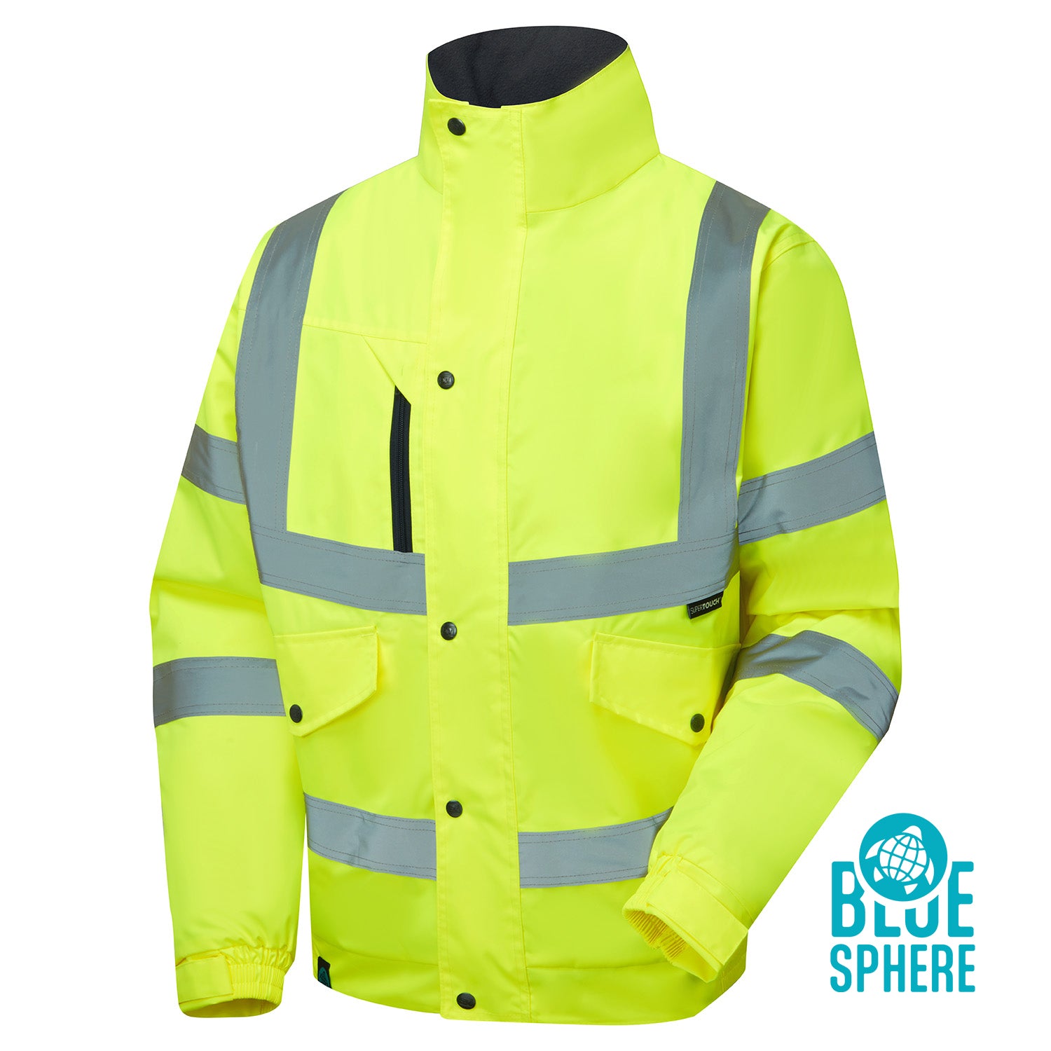 Supertouch Blue Sphere - Supertouch Eco Hi Vis Yellow Bomber Jacket - EHV01 - - Customisable Jacket
