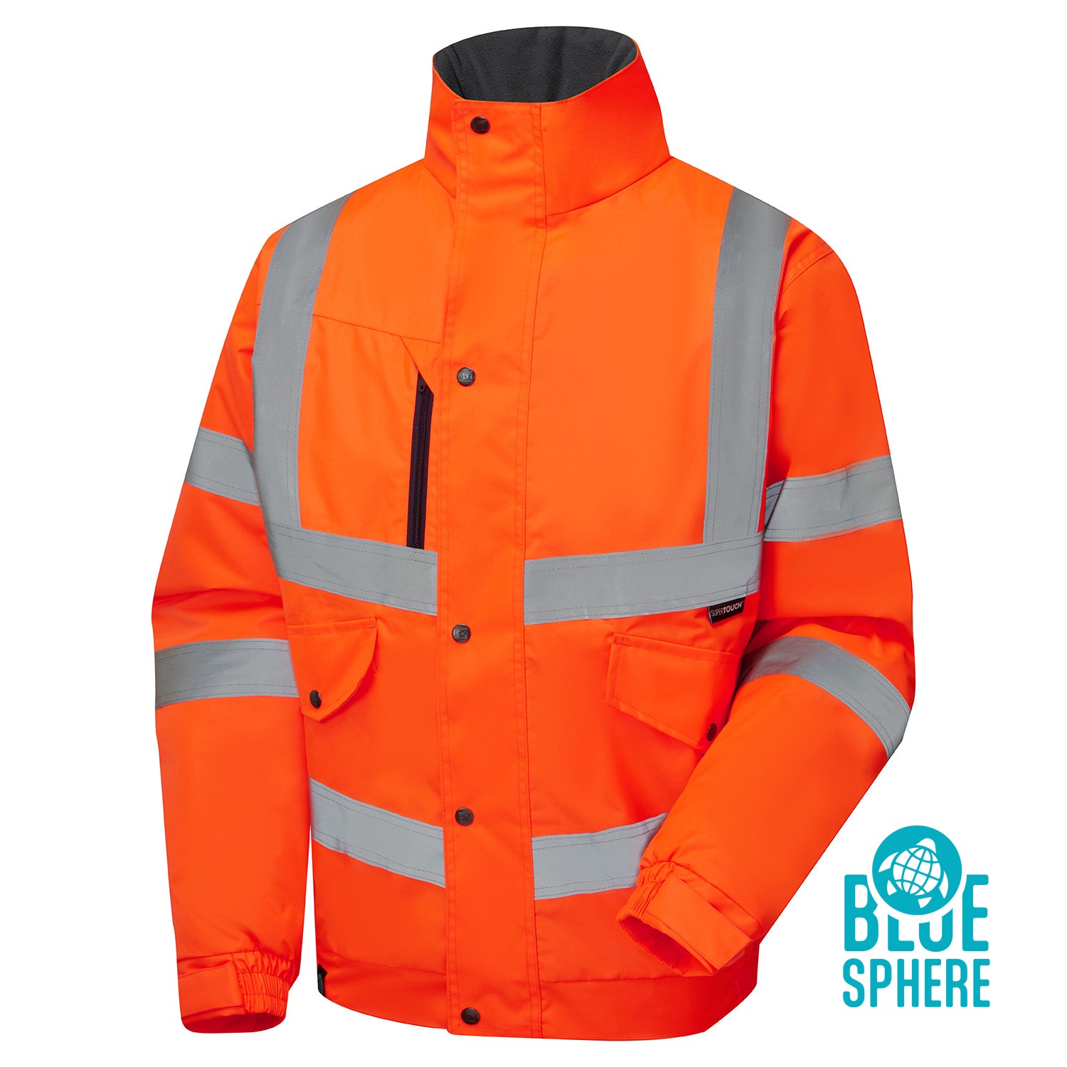 Supertouch Blue Sphere - Supertouch Eco Hi Vis Orange Bomber Jacket - EHV02 - - Customisable Jacket