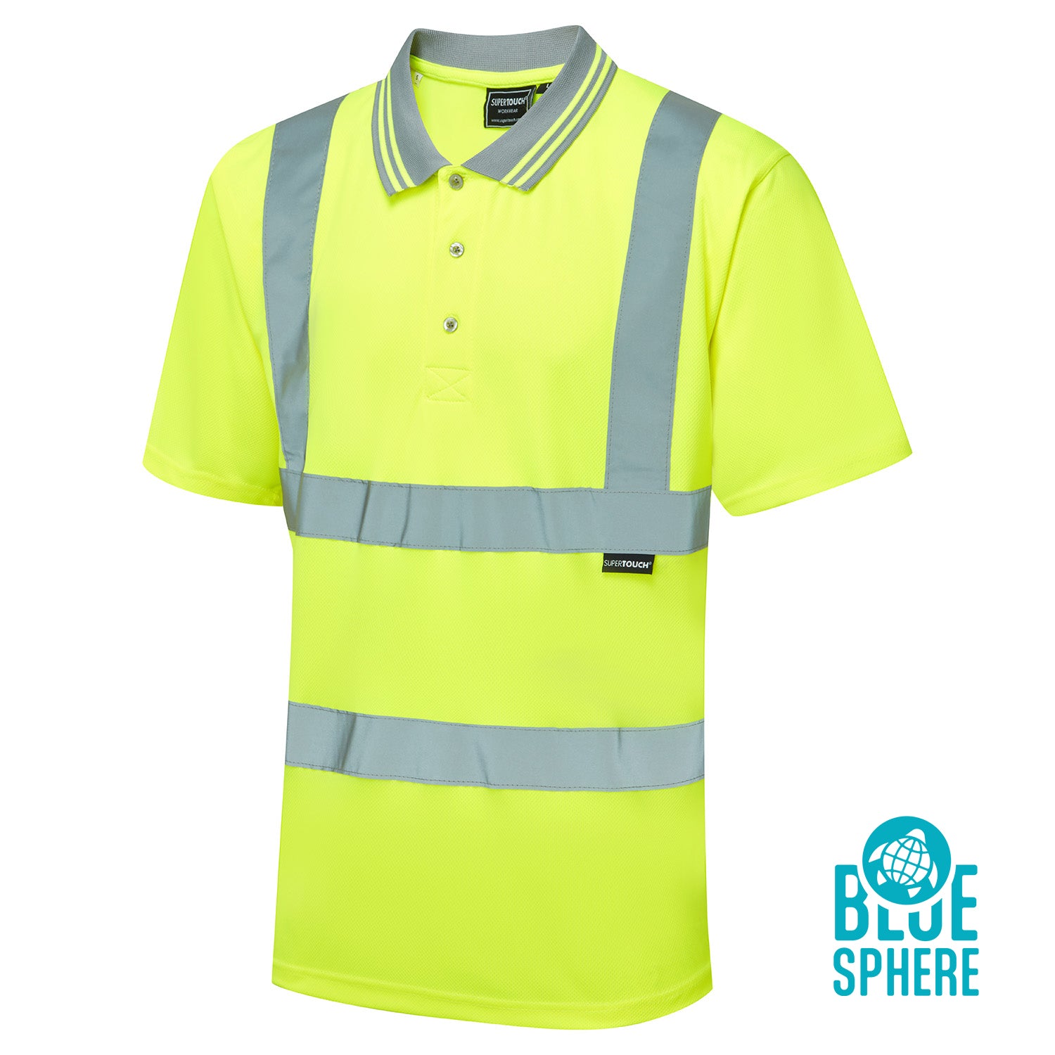 Supertouch Eco Hi Vis Yellow Birdeye Polo Shirt - EHV03 - - Customisable Shirt