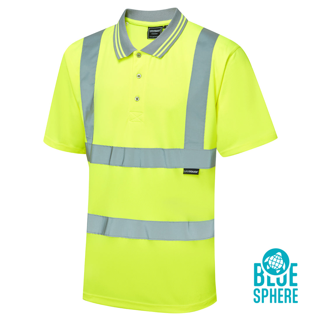 Supertouch Eco Hi Vis Yellow Birdeye Polo Shirt - EHV03 - Yellow - Customisable Shirt