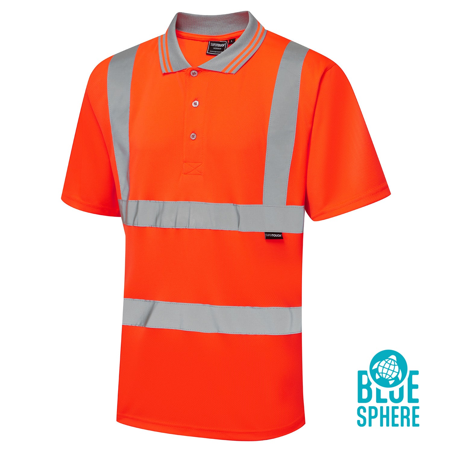 Supertouch Eco Hi Vis Orange Birdeye Polo Shirt - EHV04 - Orange - Customisable Shirt