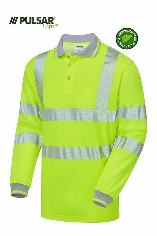 Pulsar LIFE GRS Mens Long Sleeve Polo Shirt Yellow LFE903 - Yellow - Customisable Polos