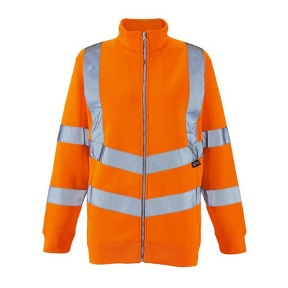 Supertouch - Ladies Hi Vis Orange Eshaal Zipped Sweatshirt - HV315 - - Customisable Top