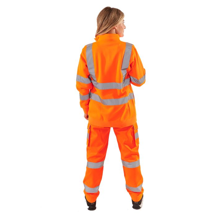 Supertouch - Ladies Hi Vis Orange Eshaal Zipped Sweatshirt - HV315 - - Customisable Top