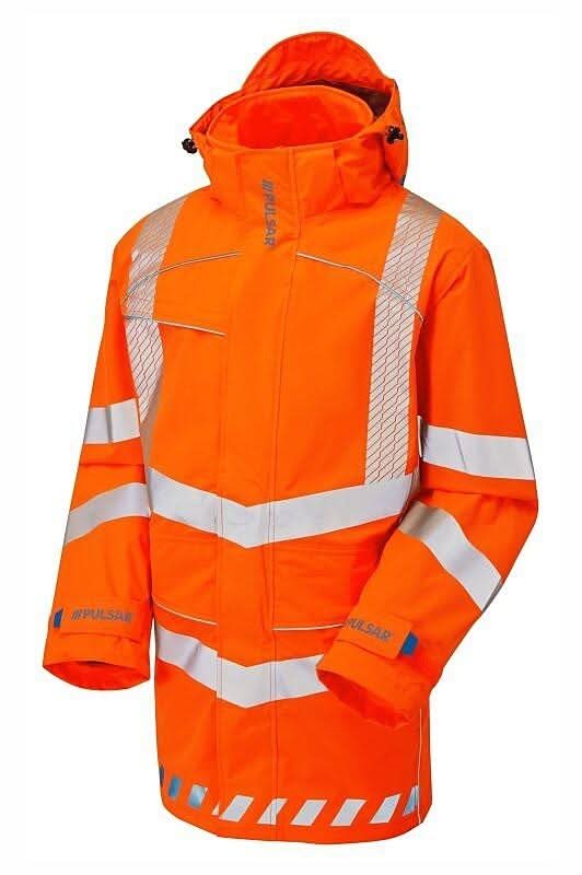 Pulsar Evolution Hi Vis Orange Storm Coat EVO250 - Orange - Customisable Hi-Vis Insulated Jacket