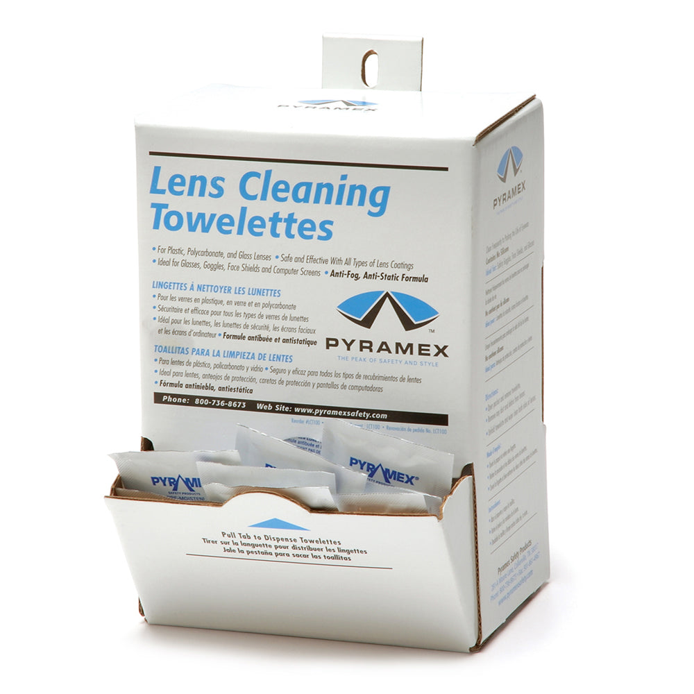 Pyramex - Pyramex 100x Moist Cleaning Towelettes - P52 - Clear One Size - Customisable Eyewear Protection