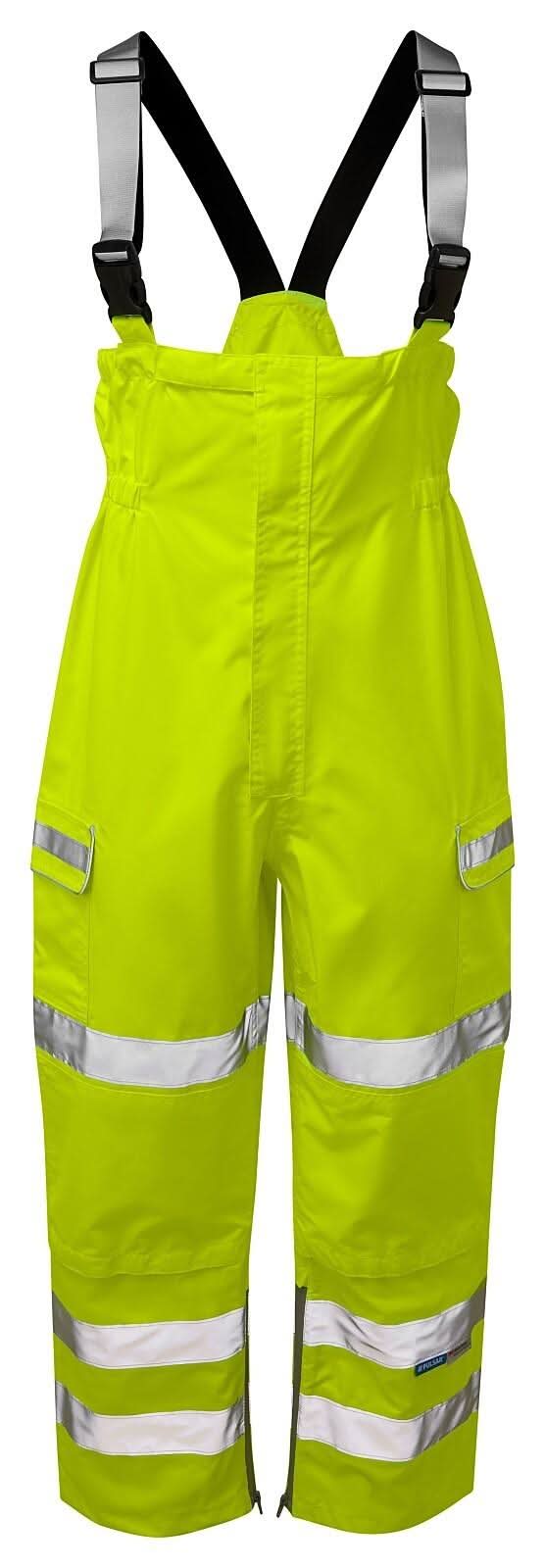 Pulsar Hi Vis Yellow Waterproof Salopette P521 - Yellow - Customisable Waterproof / Rain Trouser