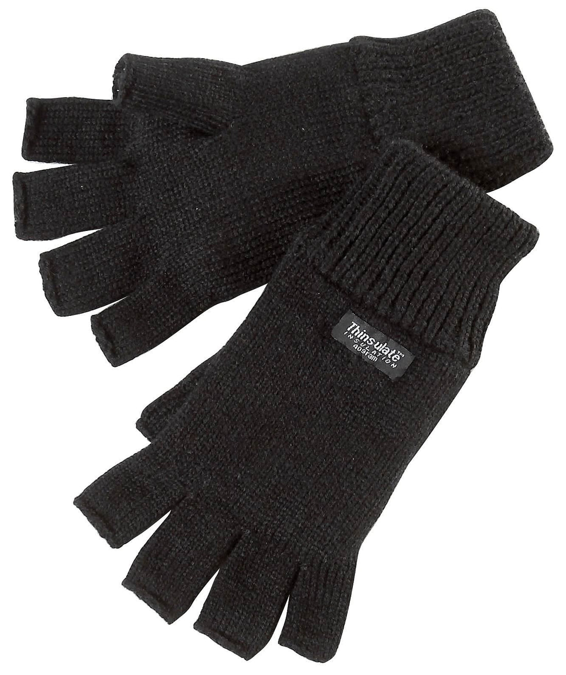 Fort Thinsulate Fingerless Gloves FORT 603 - Black One Size - Customisable Gloves