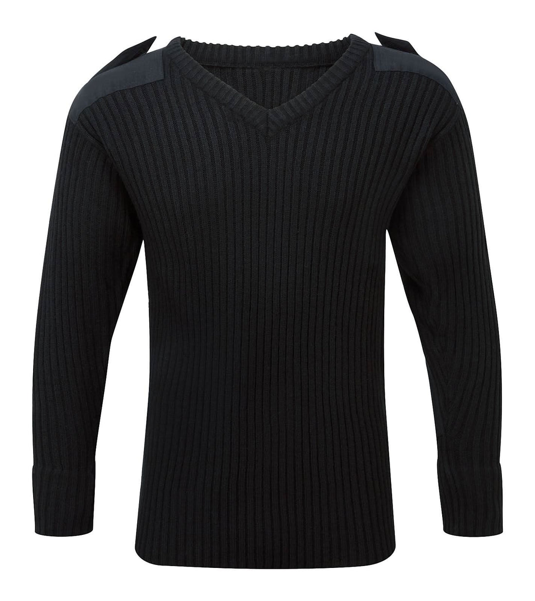 Fort V Neck Combat Jumper FORT 120V - Black - Customisable