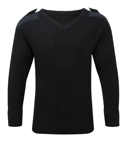 Fort V Neck Combat Jumper FORT 120V - Black - Customisable