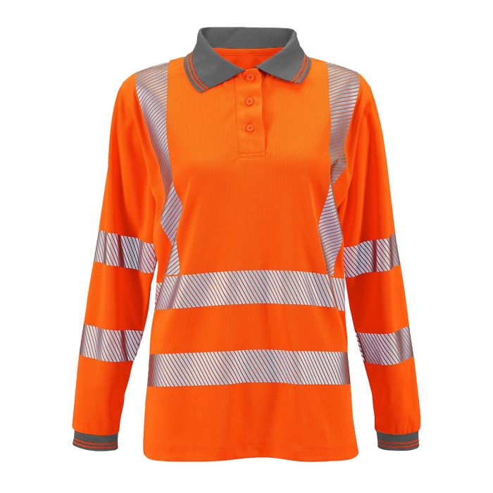 Supertouch - Ladies Hi Vis Orange Jaya Birds Eye Polo - HV307 - Orange - Customisable Shirt