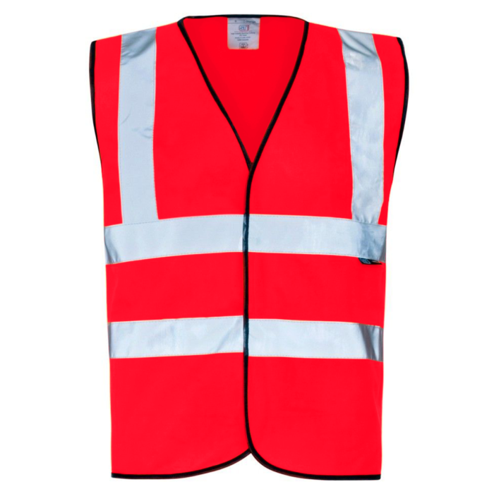Supertouch Hi Vis Red Velcro Vest - H882 - Red - Customisable Hi-Vis Vest