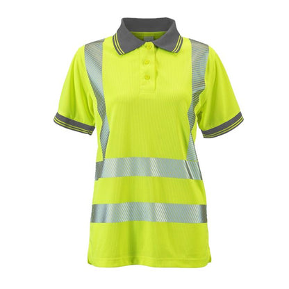 Supertouch - Ladies Hi Vis Yellow Savannah Birds Eye Polo - HV308 - Yellow - Customisable Shirt