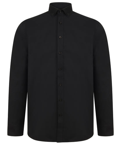 Henbury - Modern long sleeve Oxford shirt - HB512 - Black - Customisable Shirts