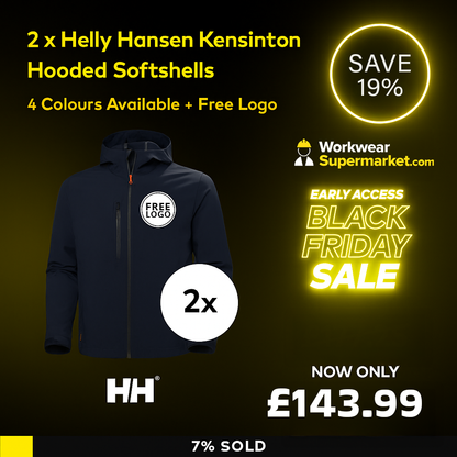 2 x Premium Quality Helly Hansen Kensington Hooded Softshell Jackets + Free Logo - 74231
