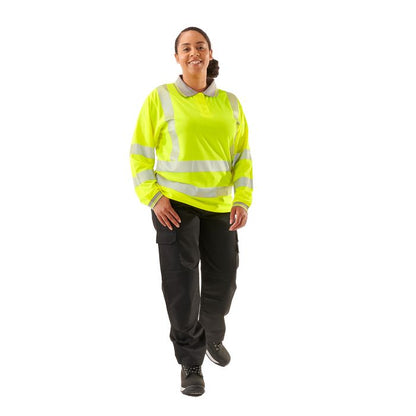 Supertouch - Ladies Hi Vis Yellow Jaya Birds Eye Polo - HV306 - - Customisable Shirt