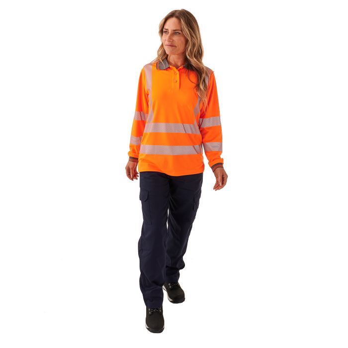 Supertouch - Ladies Hi Vis Orange Jaya Birds Eye Polo - HV307 - - Customisable Shirt