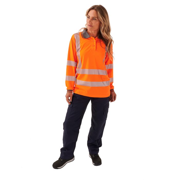 Supertouch - Ladies Hi Vis Orange Jaya Birds Eye Polo - HV307 - - Customisable Shirt