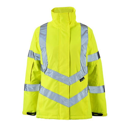 Supertouch - Ladies Hi Vis Yellow Kamela Padded Jacket - HV300 - Yellow - Customisable Jacket