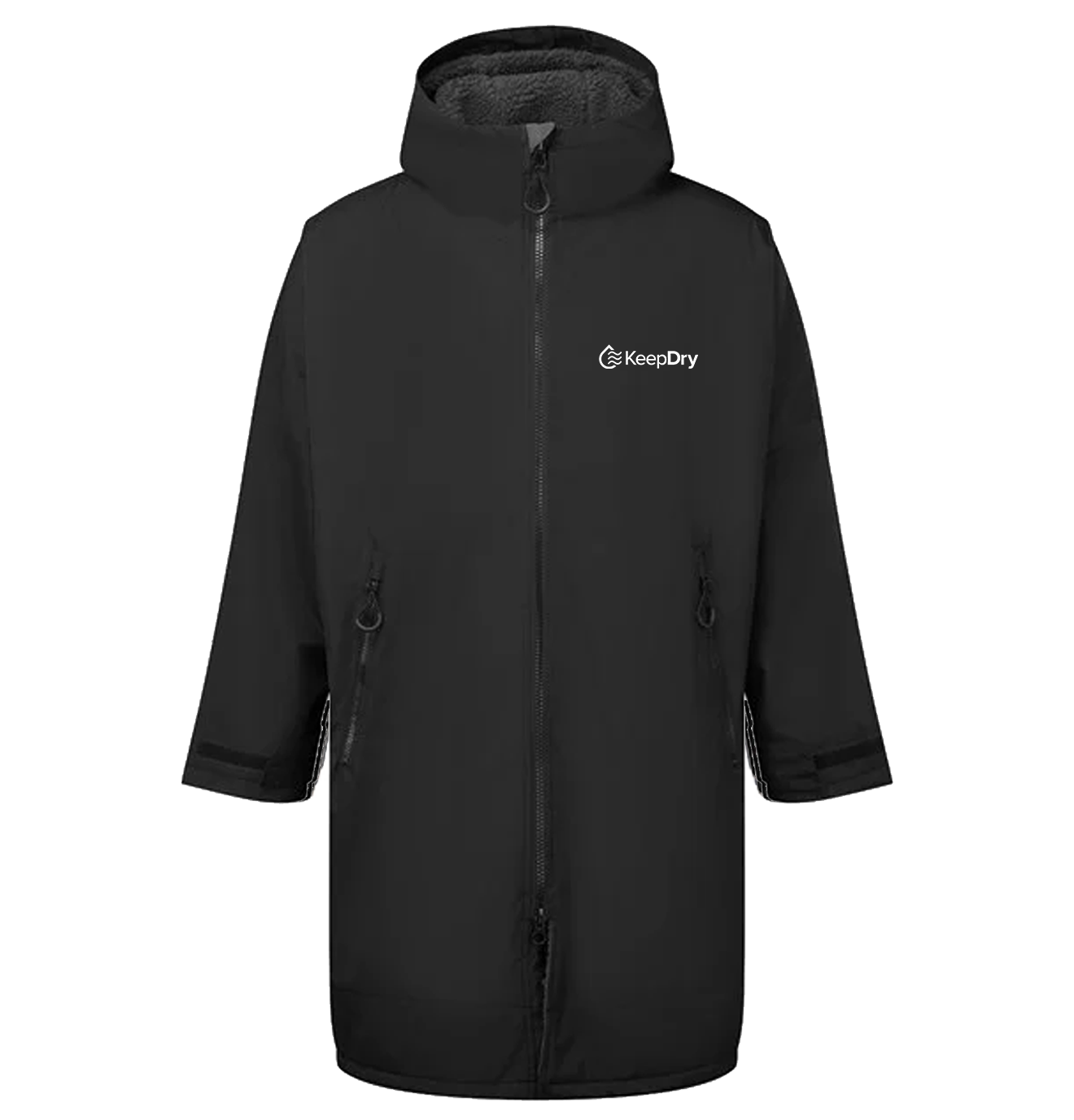 KeepDry All Weather Dry Robe Adults - Black Charcoal - Customisable Jacket