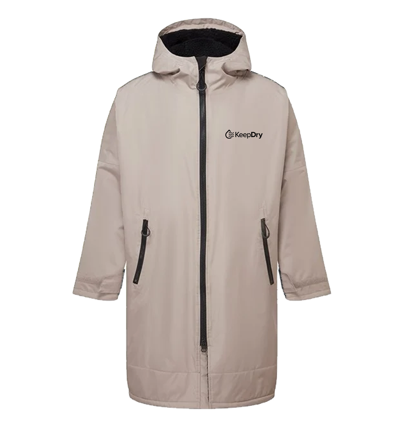 KeepDry All Weather Dry Robe Adults - Stone Black - Customisable Jacket