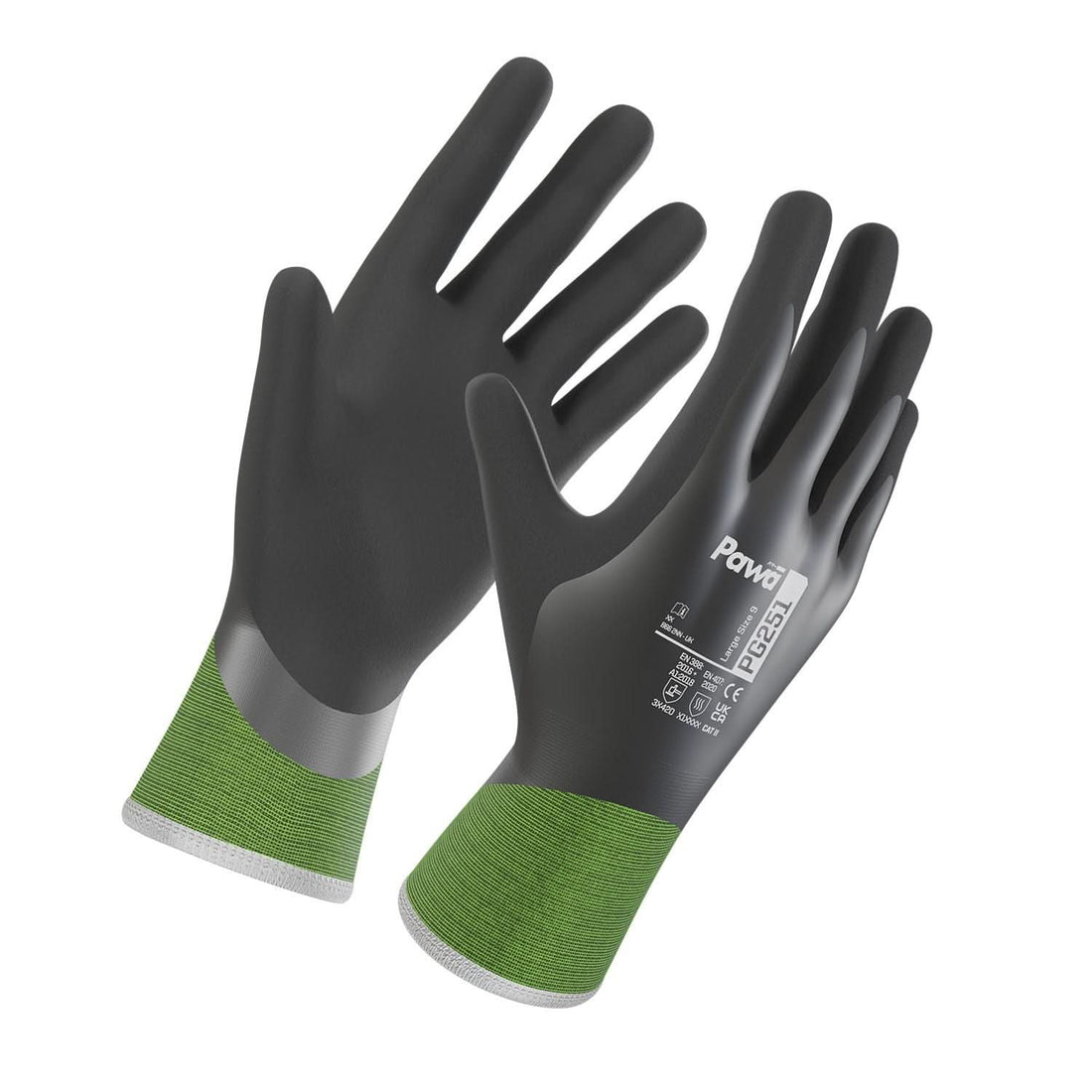 Pawa Water Repellent Anti Cut Gloves PG251 - Black - Customisable PAWA