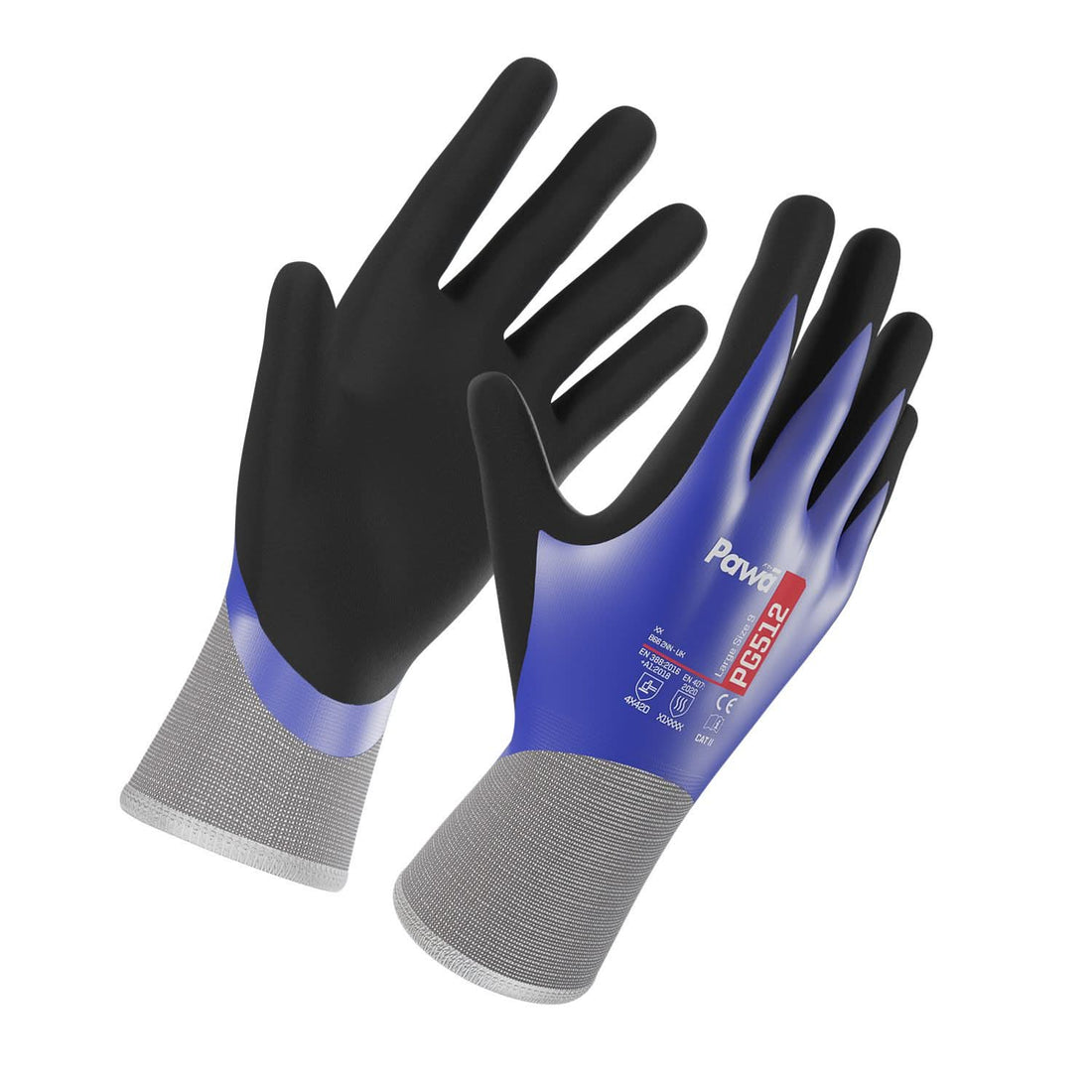 Pawa Oil Resistant Anti Cut Gloves PG512 - Blue Black - Customisable PAWA